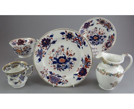 A group of early nineteenth century transfer-printed and enamel decorated Spode wares, c.1820. To include: a Felspar Porcelai