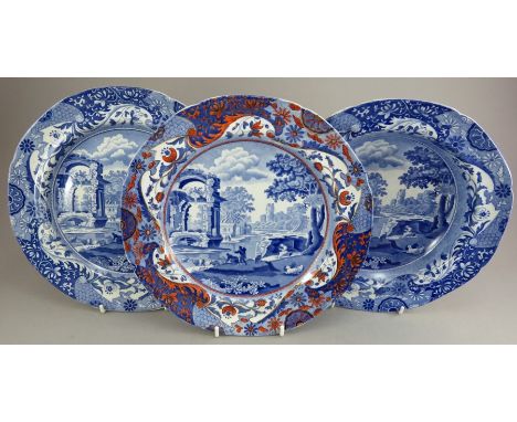 A group of early nineteenth century blue and white transfer-printed Spode Italian patterns pieces, c.1820. They are marked to