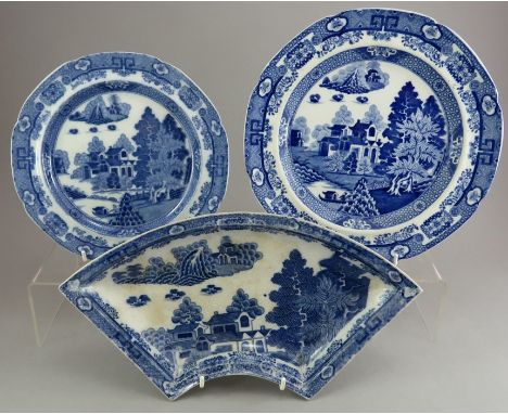 A group of early nineteenth century blue and white transfer-printed Spode Forest Landscape pieces, c.1815.  Comprising of: a 