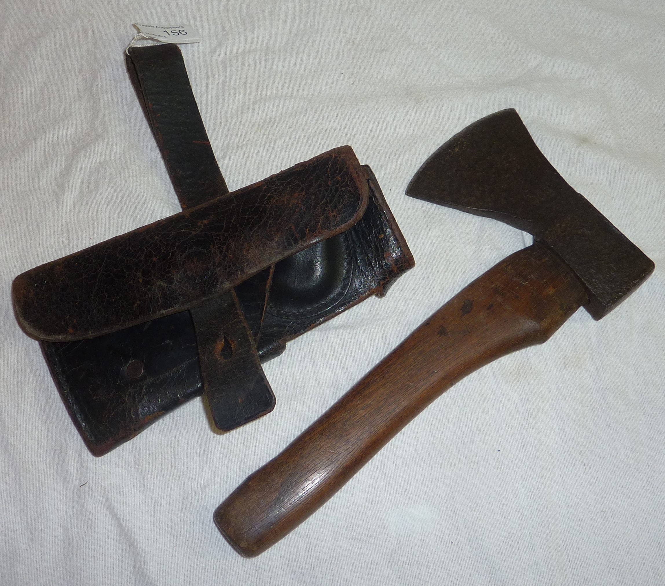 Scarce German WWI period hand axe, the head stamped 500 with book and