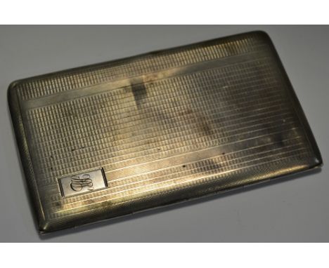 A large engine turned silver rectangular cigarette case, Joseph Paul, Chester 1944, 214.5 grams