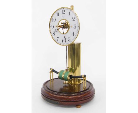 Electric mantel clock, the 5.25" white chapter ring bearing the maker's logo MFB and inscribed Patent, Bte S.G.D.G., enclosin