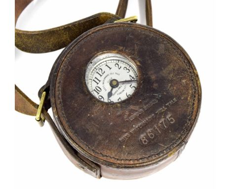 Cylindrical chrome cased Watchman's Tell Tale Clock timepiece made by the Thames Manufacturing Co Limited of London, inscribe