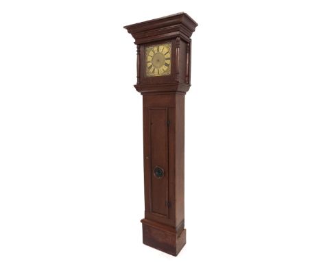 Oak thirty hour longcase clock, the 10" square brass dial signed William Collier on the brass chapter ring enclosing a matted