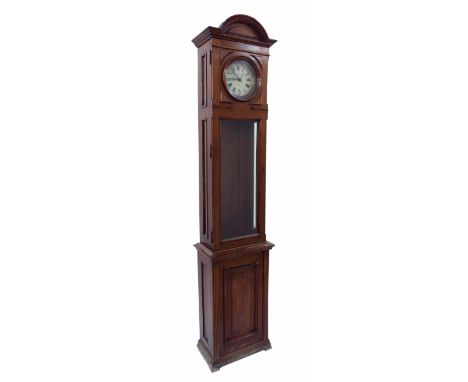 Good Magneta electric master longcase clock, the 8" cream dial signed Magneta, London with centre seconds, within a walnut gl