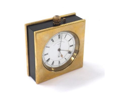 J. White & Son centre seconds chronometer desk clock, the three quarter plate movement signed J. White & Son, Makers to the A