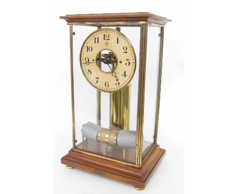 Electric mantel clock, the 8.25" cream dial bearing the maker's logo MFB, Patent, Bte S.G.D.G., within a four glass case with