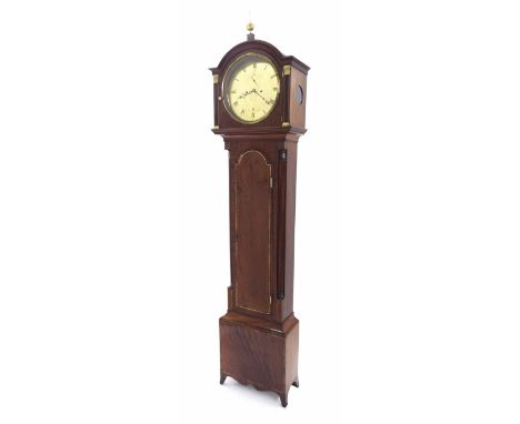 Good mahogany Scottish eight day domestic regulator longcase clock, the 13" circular brass dial signed Jas Lunan, Aberdeen wi