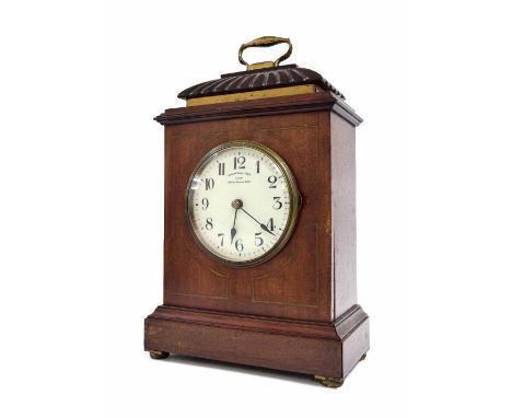 Mahogany Eureka electric clock, the 4.5" white dial signed Eureka Clock Co Ltd, London, 1000 Day Electric Clock, within a ste