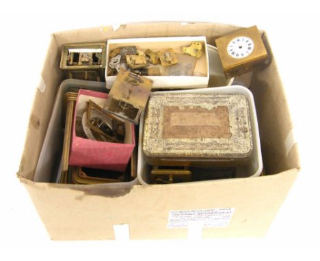 Large quantity of carriage clock parts, including cases and old platform escapements etc