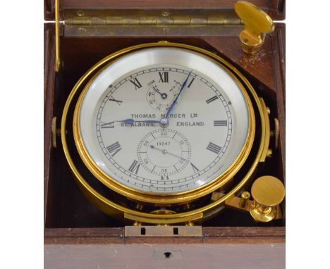 Marine chronometer, the 4" silvered dial signed Thomas Mercer Ltd, St. Albans, England no. 19247, with subsidiary state of wi