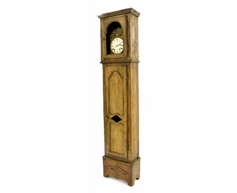 French fruitwood and pine eight day comptoise longcase clock, the 8.5" convex white dial signed Laforcade, á Lembeye within a