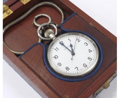 Longines Royal Navy issue centre seconds deck watch, circa 1940s, the signed enamel dial with Arabic numerals, outer minute t