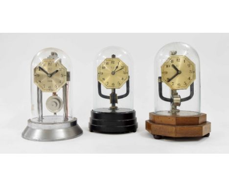 Three similar Bulle electric mantel clocks, under domes, all approx 10" high (3)