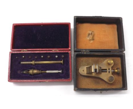 Boxed jewelling tool; together with a boxed depthing tool (2)