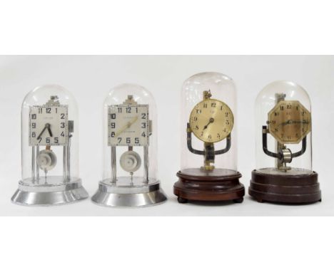Two French 'Electrique 800 Jours' electric mantel clocks; also two Bulle electric mantel clocks, under domes, all approx 10.5