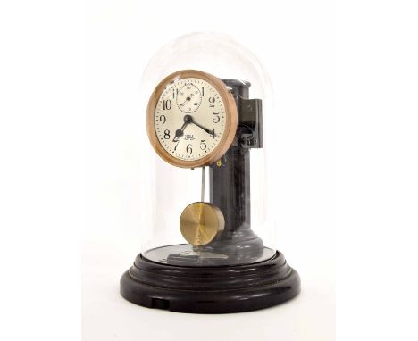 Small Poole electric mantel clock, the 3.25" silvered dial with subsidiary seconds dial, signed Poole, Trademark, Poole MFG.C