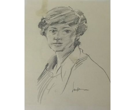 R.O.LENKIEWICZ (1941-2002) original pencil sketch 'Portrait of a Lady', signed, 42cm x 29cm