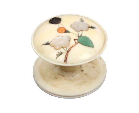 A rare 19th Century Japanese shibayama waxer, one domed end inlaid in pearl and other materials with flowering branch and an 