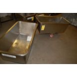 (2) Stainless Steel 4-Wheel Meat Carts, 42 in. x 20 in. x 16 in.