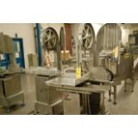 (2) Butcher Boy Model #B16-F Stainless Steel Saws Mounted on SS Frame, 4-Caster Base, Each Saw 2