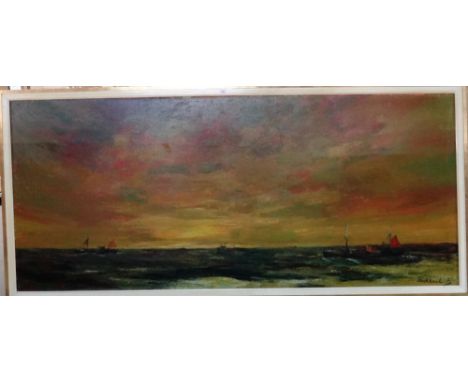 ** Eckhout (20th century), Seascape, signed, oil on canvas, laid on board, 100cm x 229cm. 