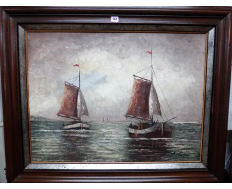 R** Clarys (20th century), Boats off the coast, oil on canvas, indistinctly signed, 60cm x 79cm. 