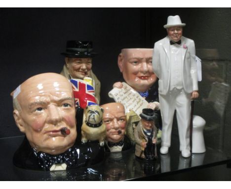 A quantity of Winston churchill ceramic figures to include a Beswick No. 931, Doulton D6934, D6907, HN3057 (6)  