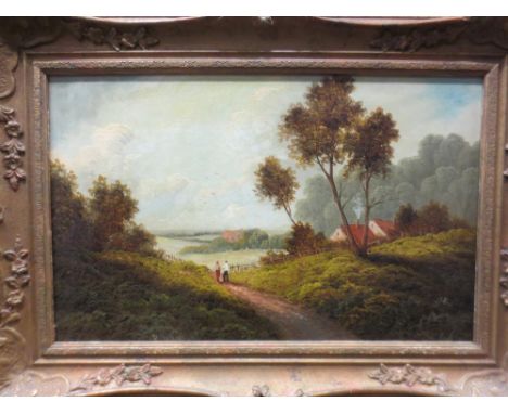 R. Marshall, a pair of 19th century English School landscape oil paintings, in gilt frames, signed, c.30 x 50cm (2)  
