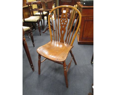 A 17th century style bobbin turned oak child’s chair, with square upholstered back; and a Windsor single chair  