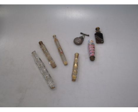 A collection of 7 scent bottles, including an agate and a ceramic example (7)  