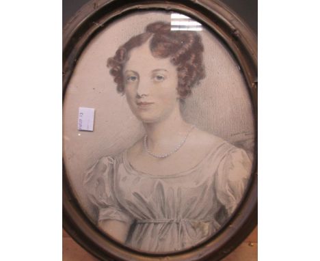 H Lindsay Ruff (British, 20th Century), Portrait of Hester Thomas, oval, watercolour  