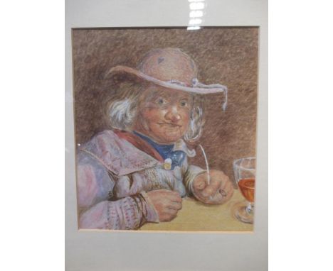 William Henry Hunt, OWS (British, 1790-1864), Caricature self-portrait of the artist, with inscription by the artist to the r