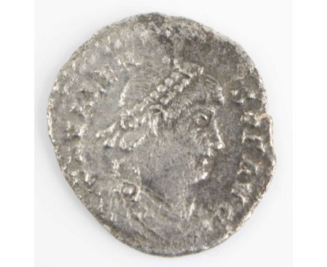 Roman Imperial Coinage, Valens (364-378), Siliqua, obv: diademed, draped, and cuirassed bust right, rev: Victory seated left 