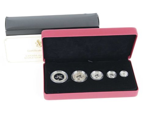 Canadian Royal Mint, Canada 2019 Silver Proof Maple Leaf Fractional Set, five coins to include 1oz fine silver five dollars t