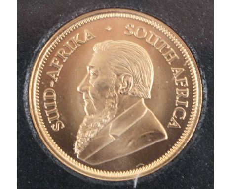 South Africa, 2017 gold quarter ounce uncirculated krugerrand, obv: portrait of Stephanus Johannes Kruger, rev; springbok div