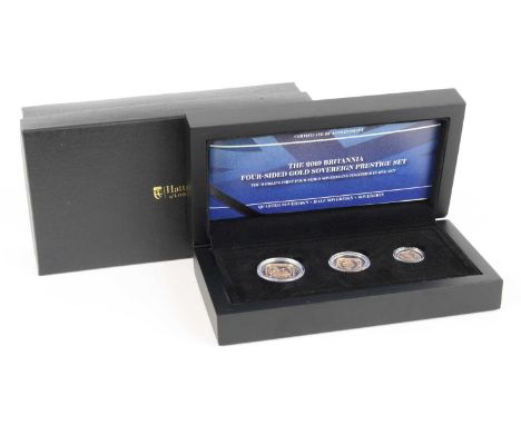 Tristan Da Cunha, The 2019 Britannia Four-Sided Gold Sovereign Prestige Set, to include full, half and quarter sovereigns, ob