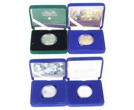 The Royal Mint, 2000 Queen Elizabeth The Queen Mother Silver Piedfort Centenary Crown, together with a 2005 Battle of Trafalg