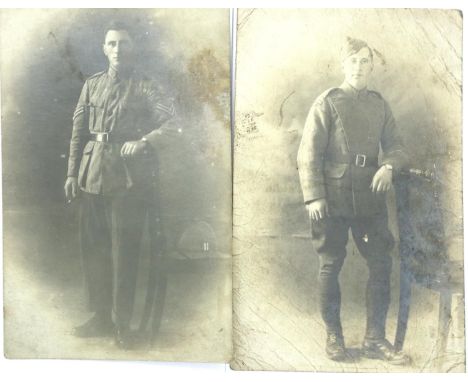 Two British WWI Royal Flying Corps portrait photographs, both inscribed verso from Wilf and dated 1918. P&amp;P Group 1 (£14+