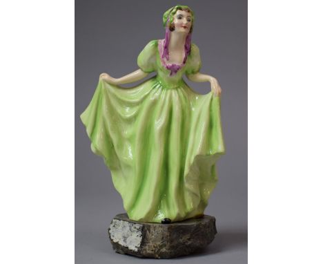 A Ceramic Figural Table Lamp Mounted on Stone Plinth, 19.5cm high 