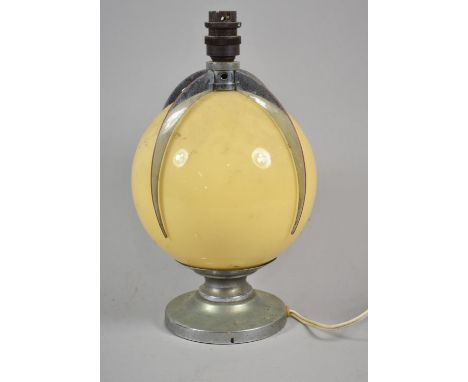 An Art Deco Chrome and Opaque Glass Table Lamp in the Form of a Globe, 32cm high 