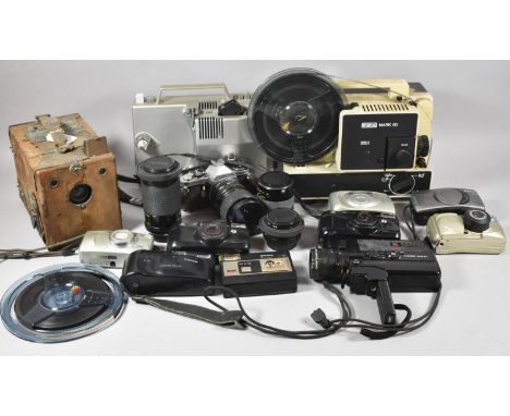 A Vintage Wooden Plate Camera in Need of Total Renovation Together with Collection of Various 35mm Cameras to Include Pentax 
