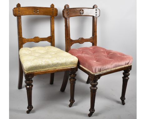 A Pair of Gothic Revival Button Upholstered Side Chairs 