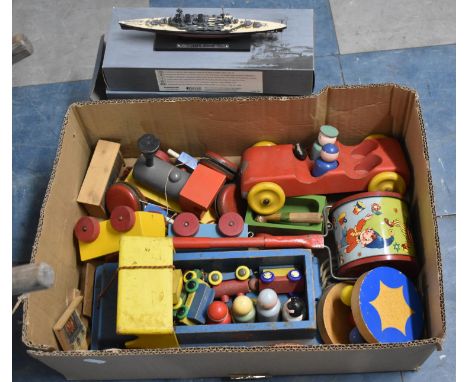 A Collection of Various Vintage Children's Toys Together with Four Boxed Model Warships 