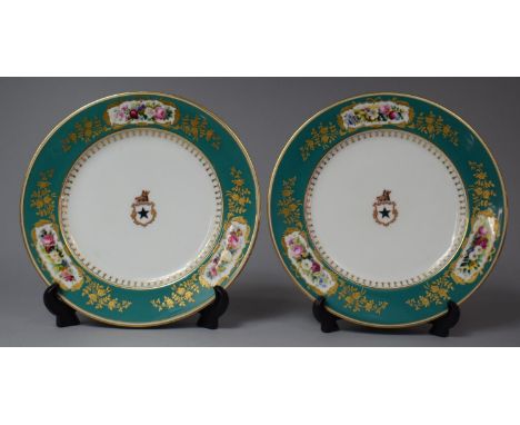 A Pair of Copeland Spode Armorial Plates, Each 22.5cm Diameter 