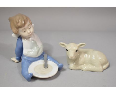 A Nao Study of a Seated Child with Plate and Spoon Together with a Quail Study of Reclining Lamb 