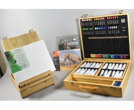 A Modern "Chatsworth" Artist's Wooden Paint Box/ Easel Containing Drawing Pad and Set of Brushes, Together with an Artist's P