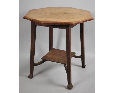 An Edwardian Oak Octagonal Occasional Table with Square Stretcher Shelf, 62cm Diameter 