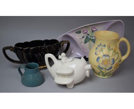 A Collection of Early/Mid 20th Century and Later Ceramics to Include White Glazed Novelty Teapot in the Form of Aeroplane wit