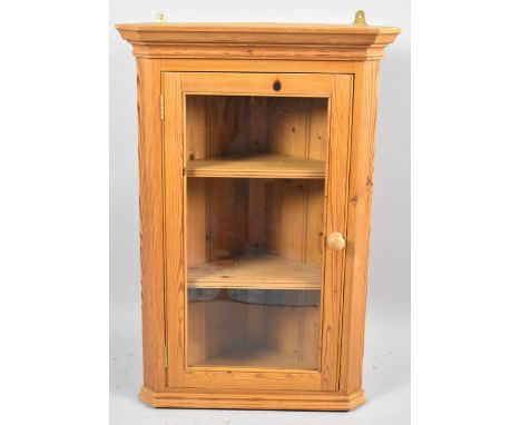 A Glazed Pine Two Shelf Corner Cabinet, 57cm wide 